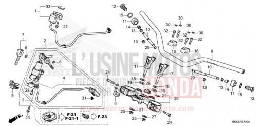 TUYAU DE GUIDON/PONT SUPERIEUR CRF1000D2K de 2019
